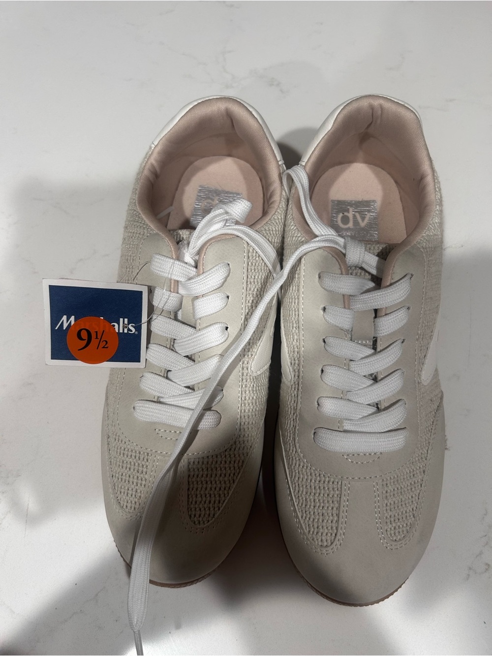 DV by Dolce Vita Cream and Light Pink Lace-Up Sneakers